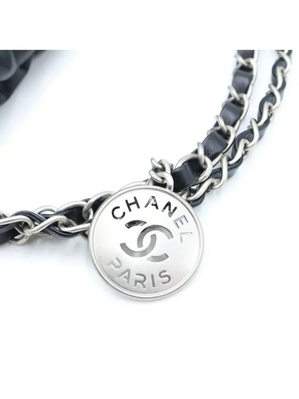 Chanel 22 Small Drawstring Chain Shoulder Bag Black Calfskin Silver